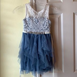 Blue and white dress